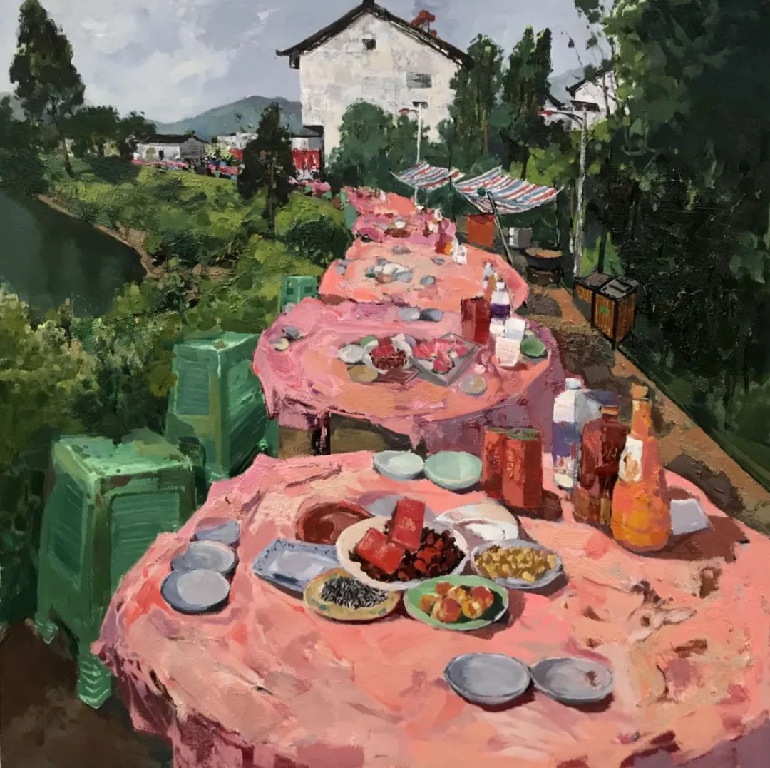 Compress_作 者:侯昌辉 题 名:喜润新村 画 种:油画.jpg 图片